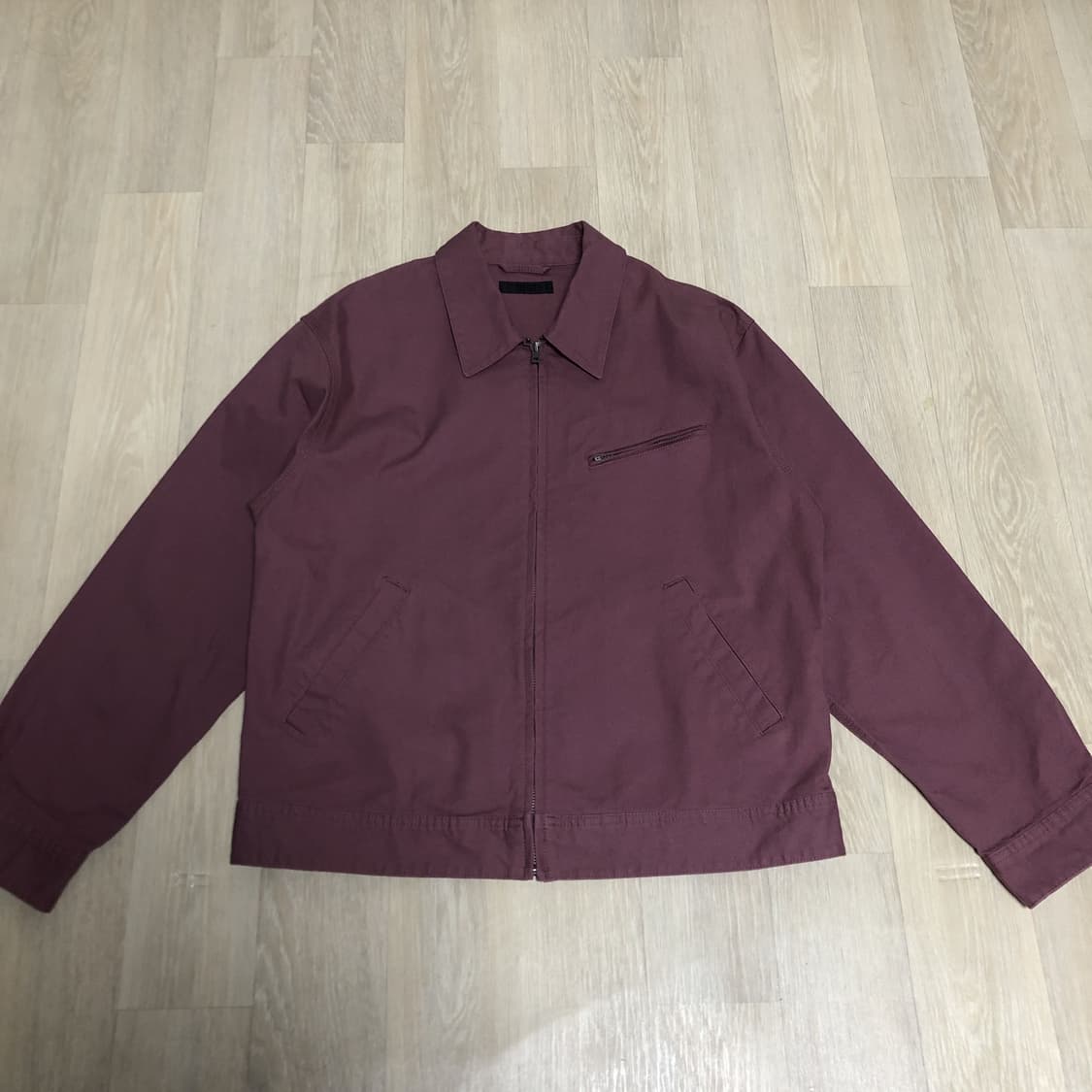 (L) 유니클로 UNIQLO 캔버스 워크 집업 블루종 퍼플 상품이미지1