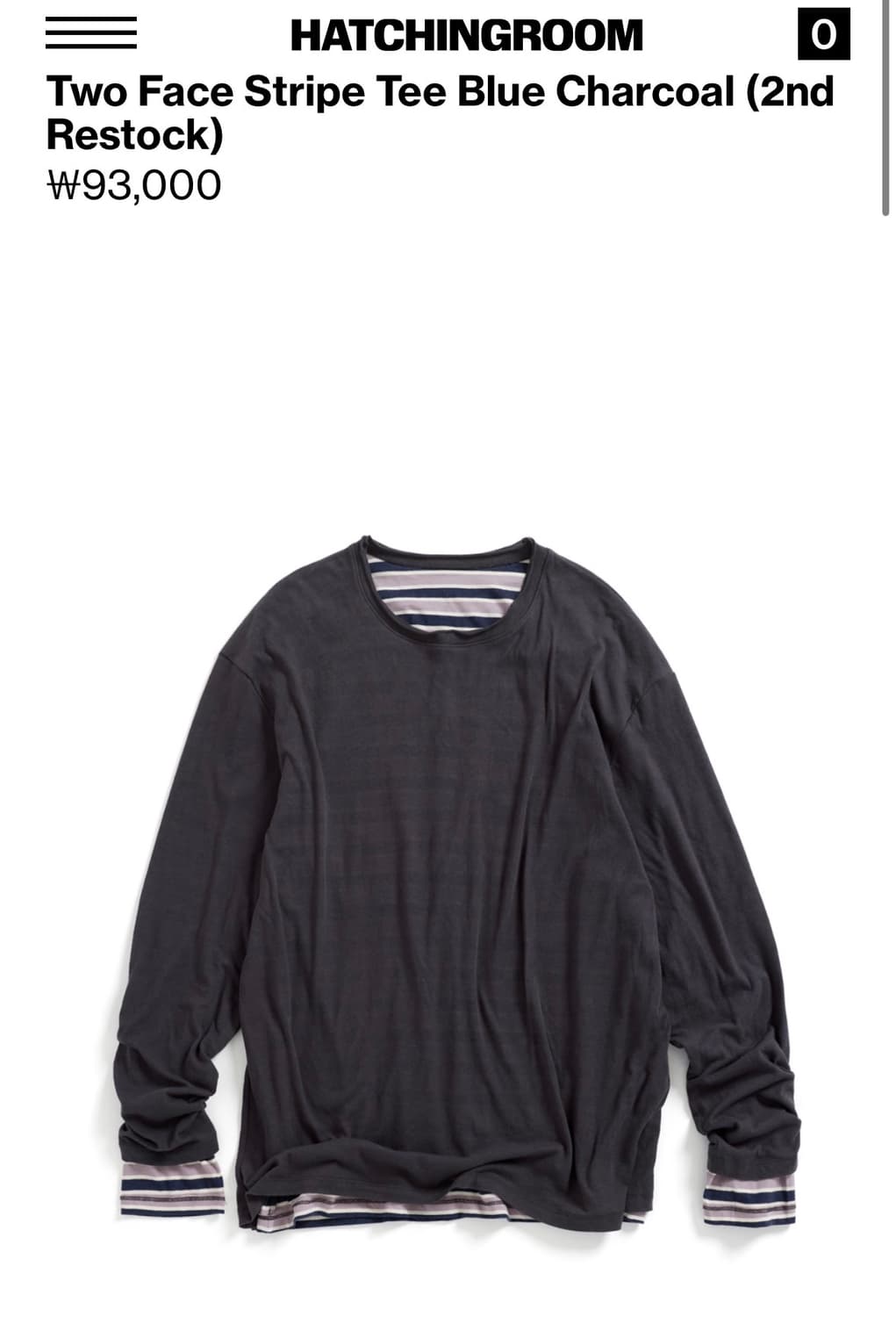 [3]해칭룸 Two Face Stripe Tee Blue Charcoal 상품이미지1