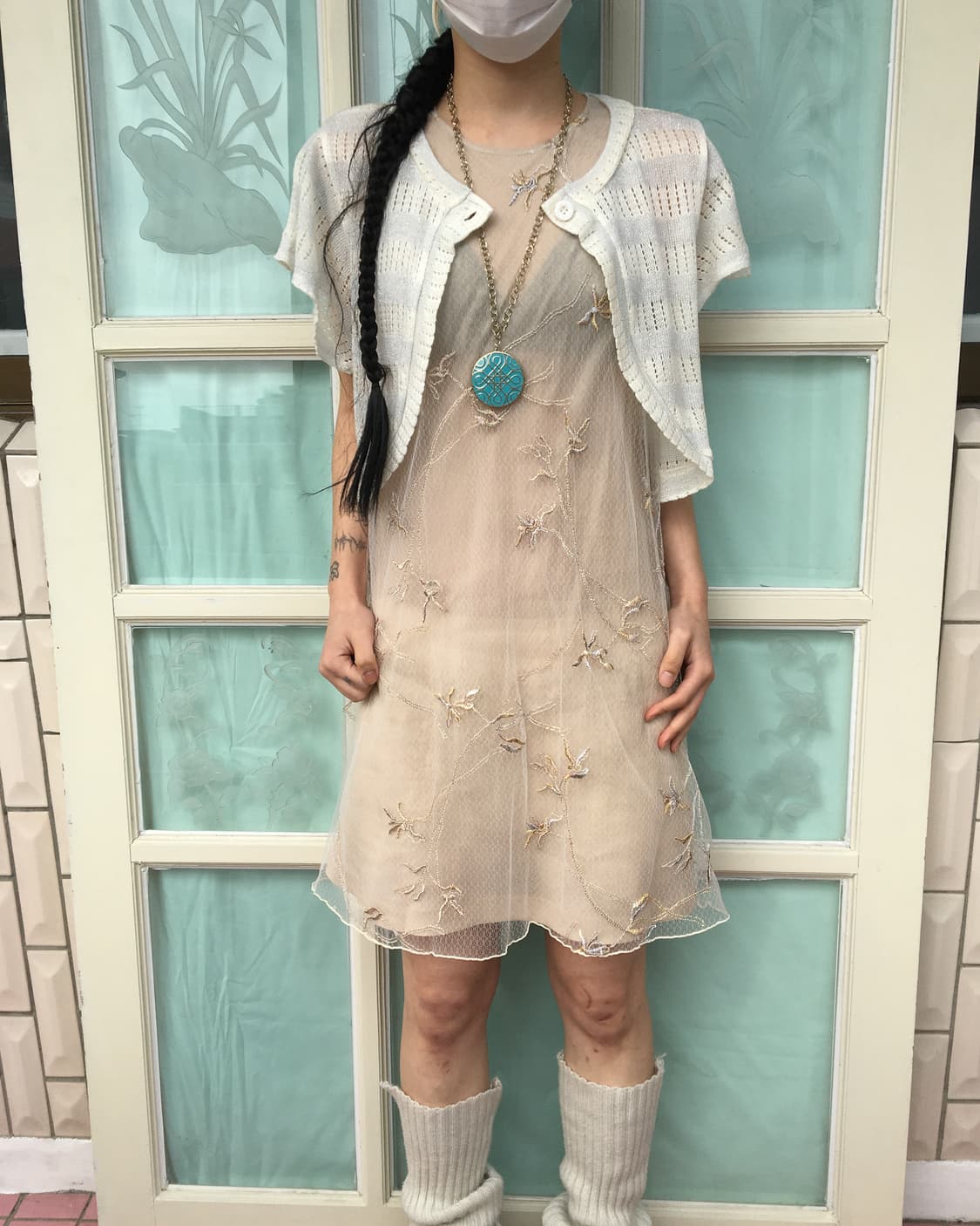 Glitter stripe pattern crochet cardigan 상품이미지5