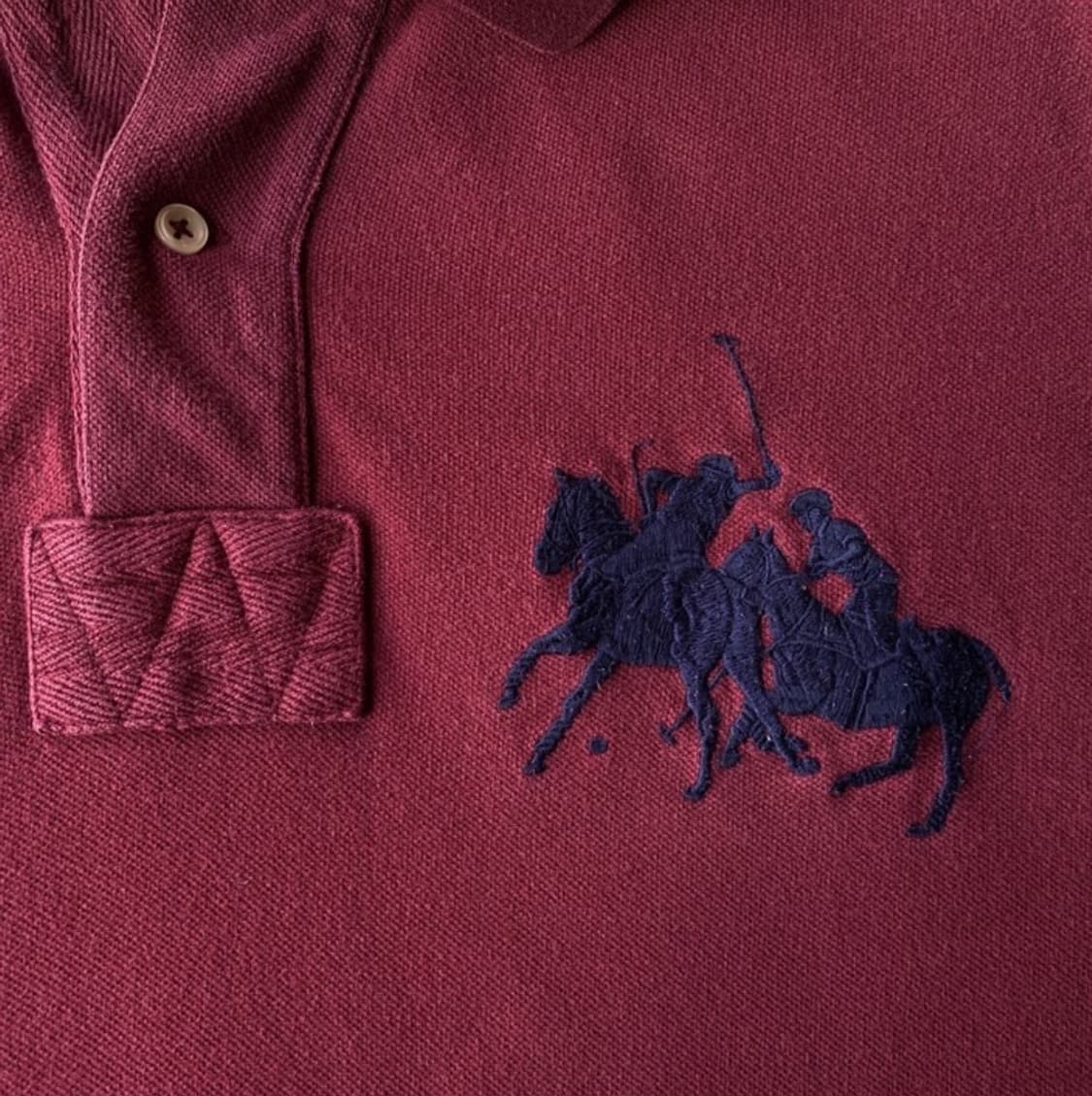 폴로 랄프로렌 버건디 컬러의 빅포니 롱슬리브 카라 티셔츠 s 상품이미지3