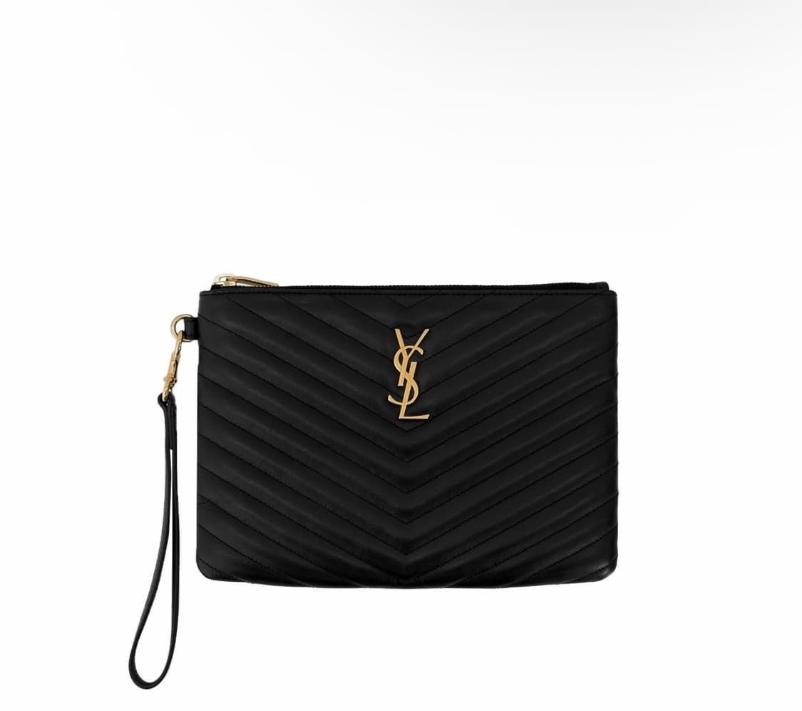 [S] 생로랑 여성 마틀라세 모노그램 YSL 로고 클러치 블랙 금장 스몰 상품이미지1