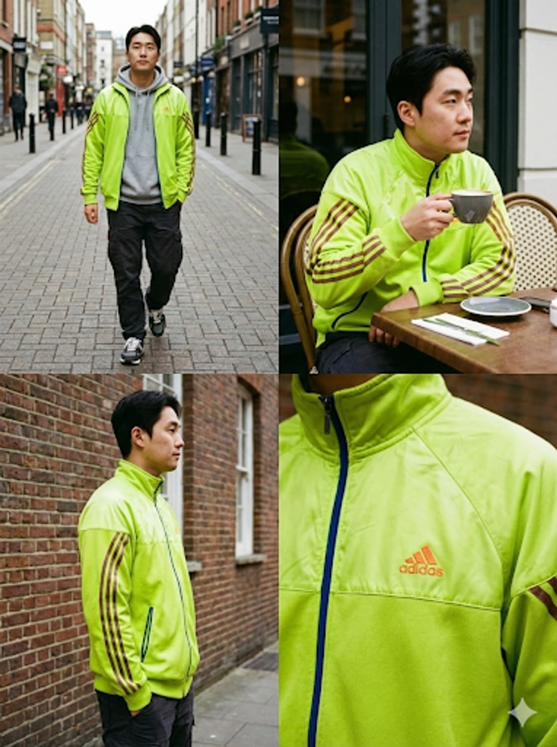 [아디다스] 눈부신 형광 라임 프라다원단 빈티지 윈터 져지 xl 상품이미지2