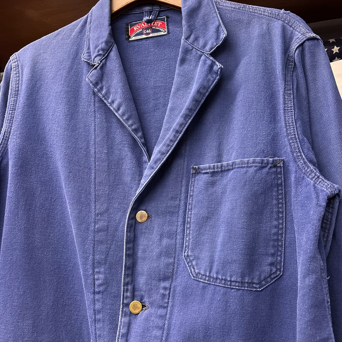 70~80s 빈티지 스웨디시 노치드라펠 워크 블레이저 자켓 N1303 상품이미지6