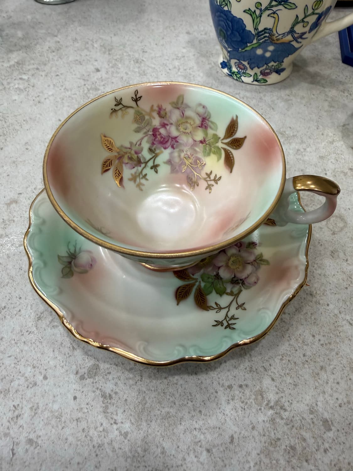 독일 바바리아(Bavaria)와일드 로즈 블러시 빈티지 찻잔 소서 세트 상품이미지1