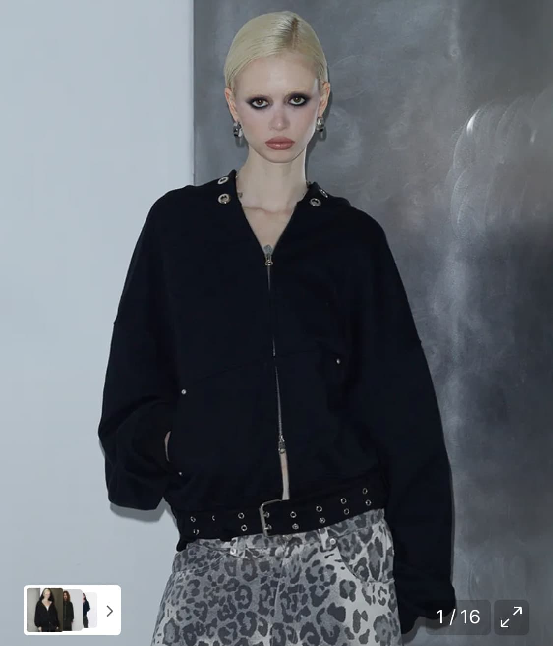 분트 아일렛 벨트 후드집업 블랙 상품이미지1