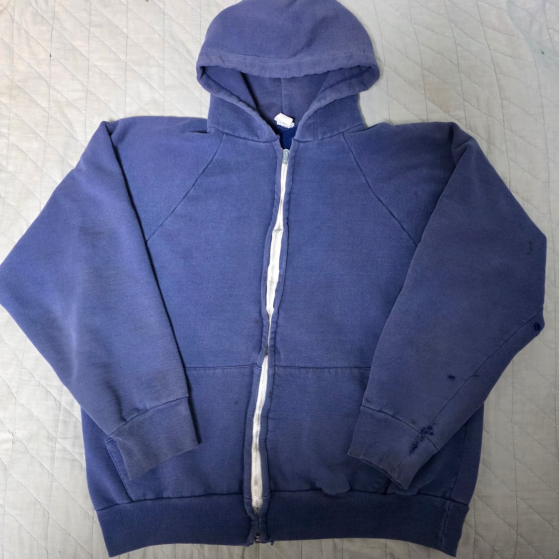 [L] 70s 빈티지 노브랜드 트래쉬드 후드집업 네이비 상품이미지1