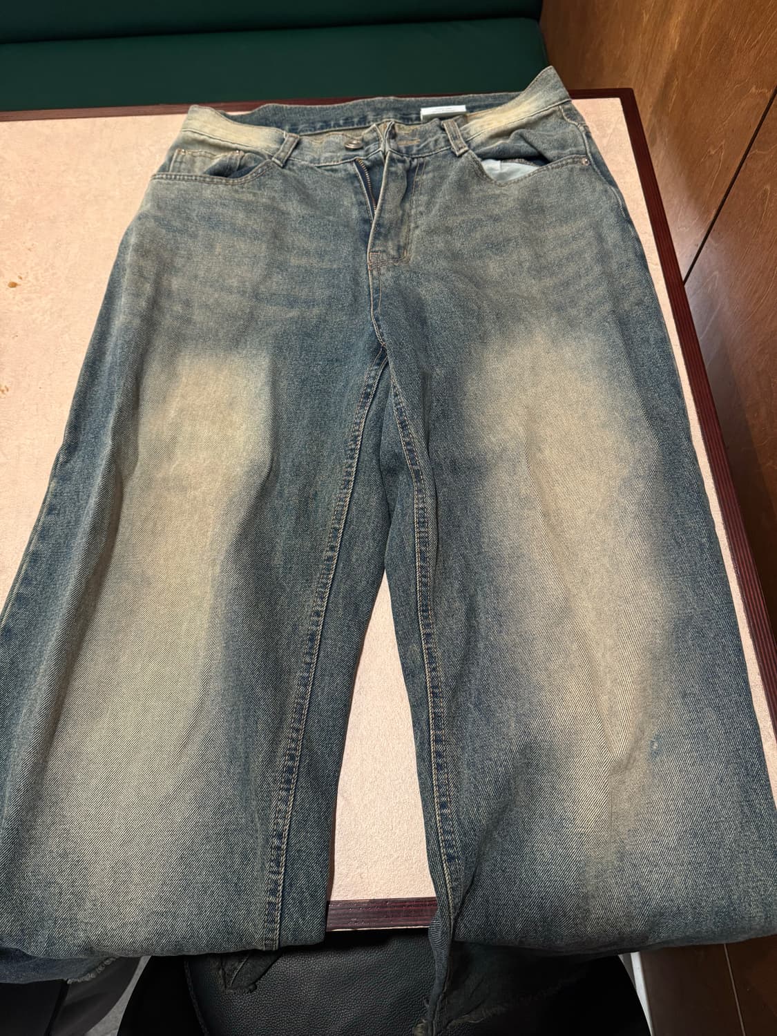 빈티지 데미지 와이드 데님 팬츠 상품이미지1