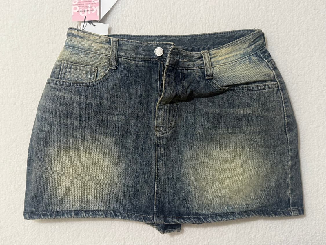 골반볼륨업 빈티지 워싱 반 하이웨스트 치마바지 상품이미지3