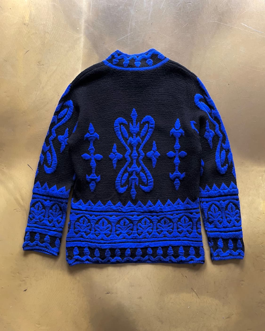 1980-90s CREATEUR 3D Tribal Trim Knit 상품이미지9