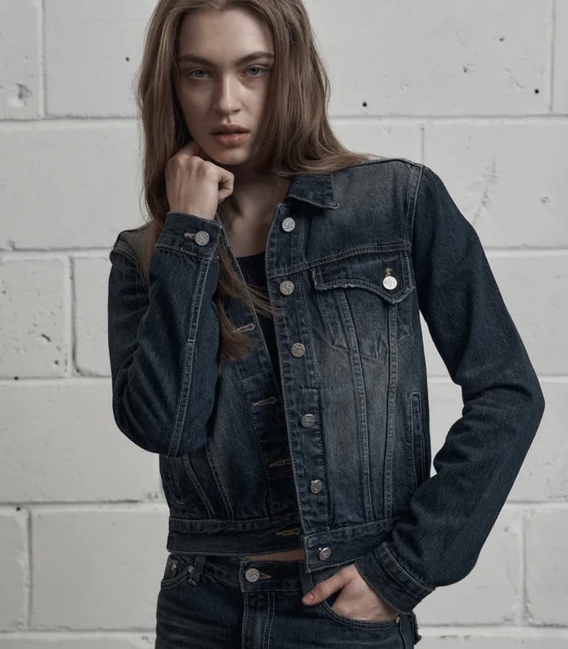 시너진 brush denim jacket deep blue 청자켓 상품이미지1