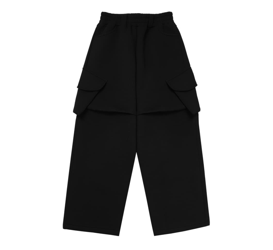 Mjd 코인서울 와이드 카고 스웻 팬츠 블랙 미개봉 판매 상품이미지1