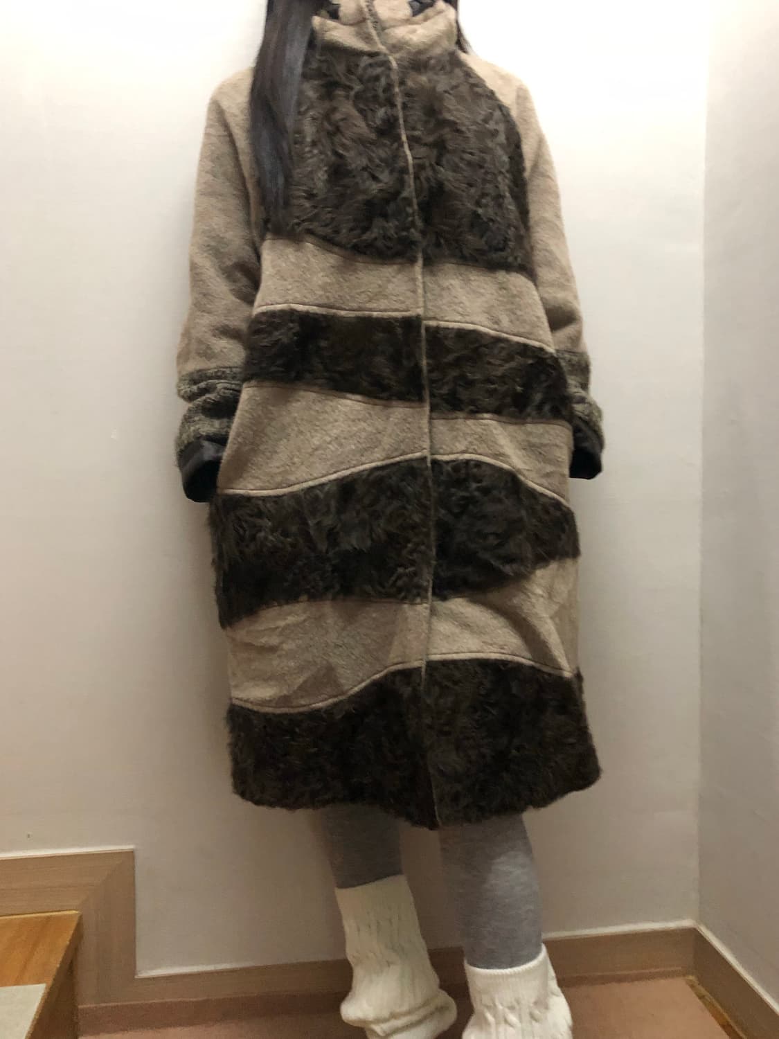 빈티지 브라운 퍼 디테일 코트 상품이미지4