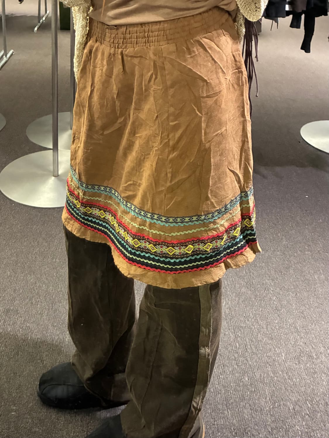 OS)Japanese vintage 자수 디테일 브라운 미니 스커트 상품이미지2