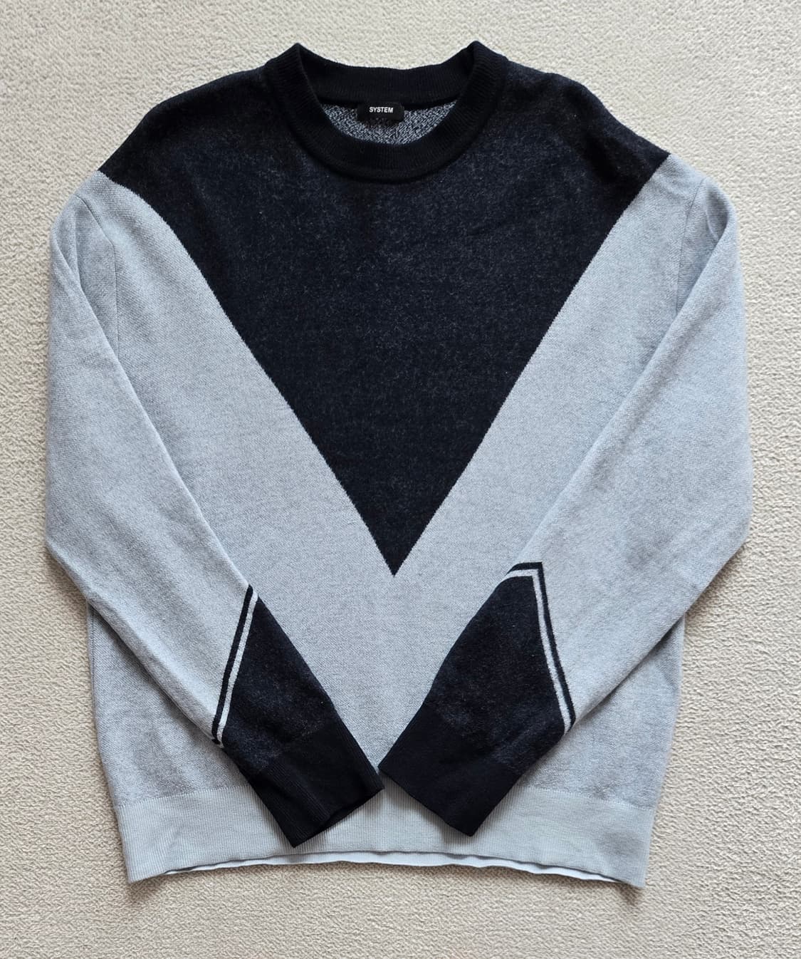 시스템 옴므 컬러블록 니트 맨투맨 상품이미지1