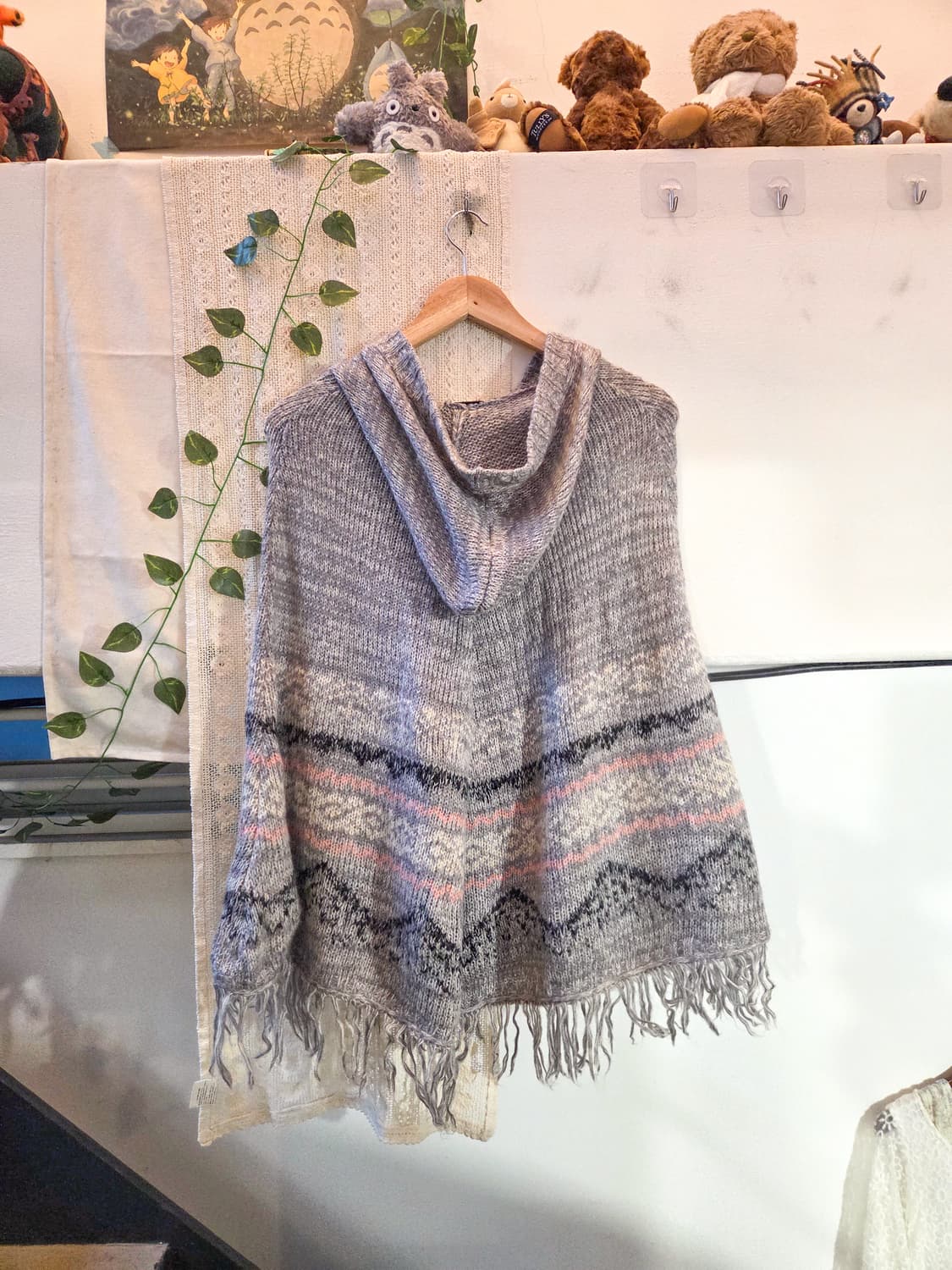 러블리 패턴 후드 케이프 가디건 상품이미지4