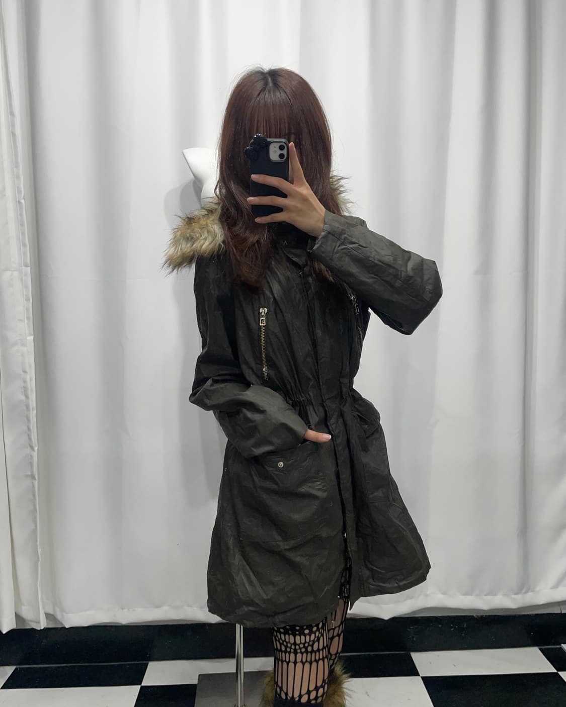 🎸카키 퍼 코팅 롱 자켓🎸 상품이미지4