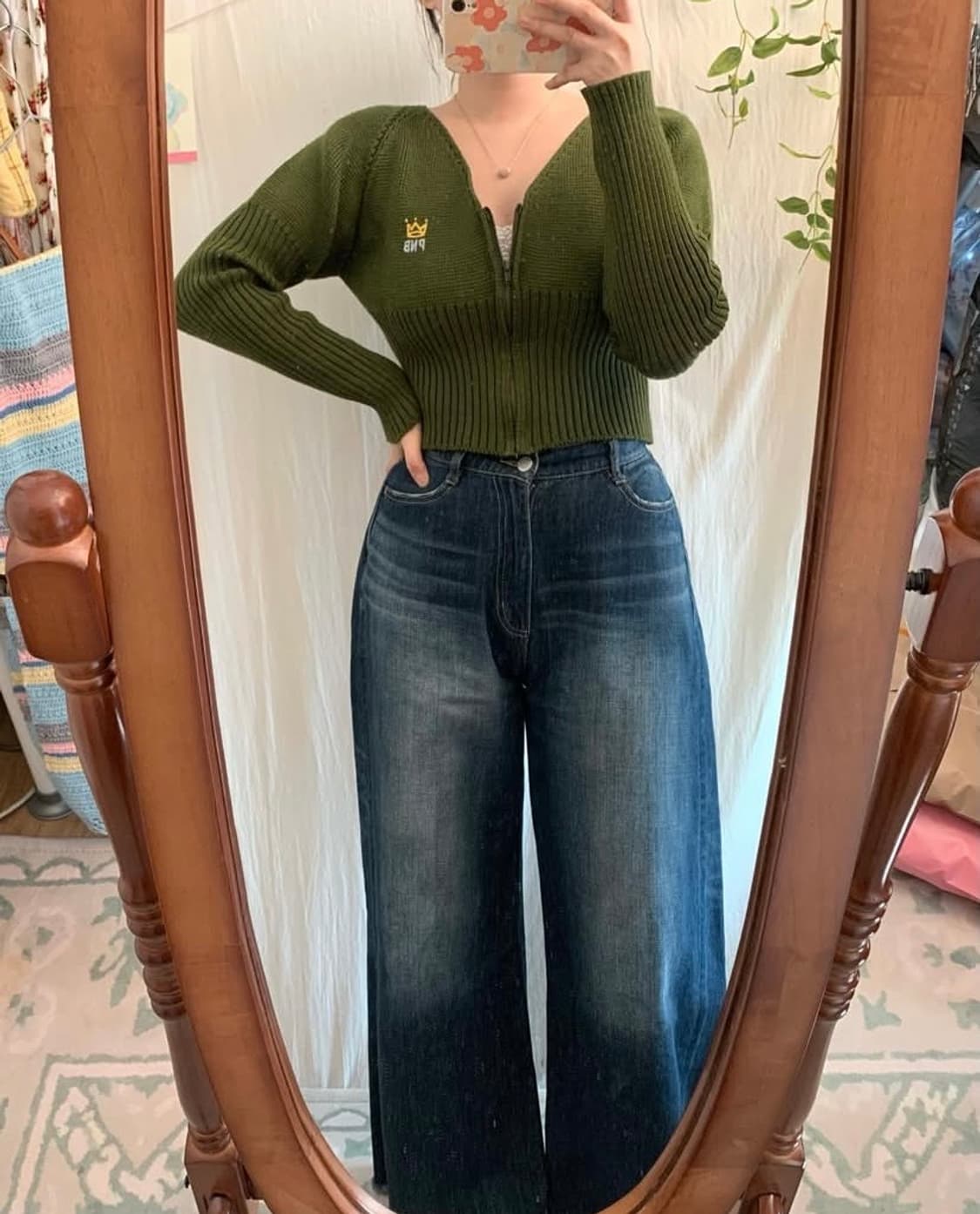 PNB 녹차 크롭 니트가디건 상품이미지2