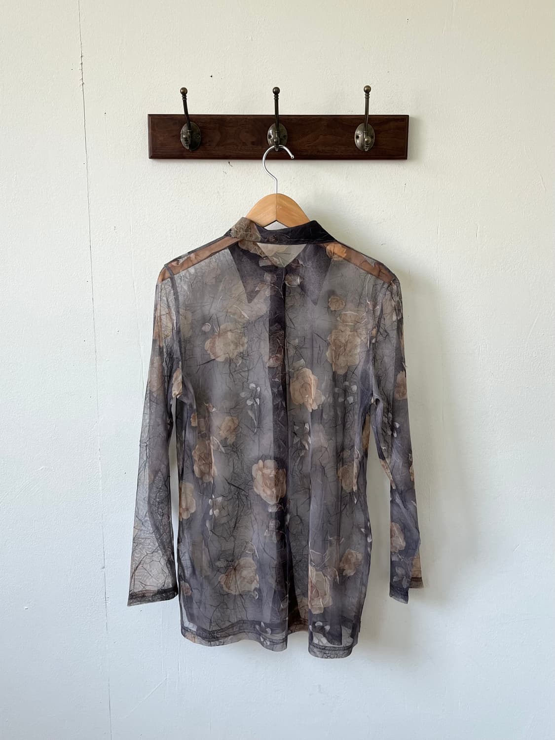 Japan vtg 플라워 시스루 셔츠 상품이미지3