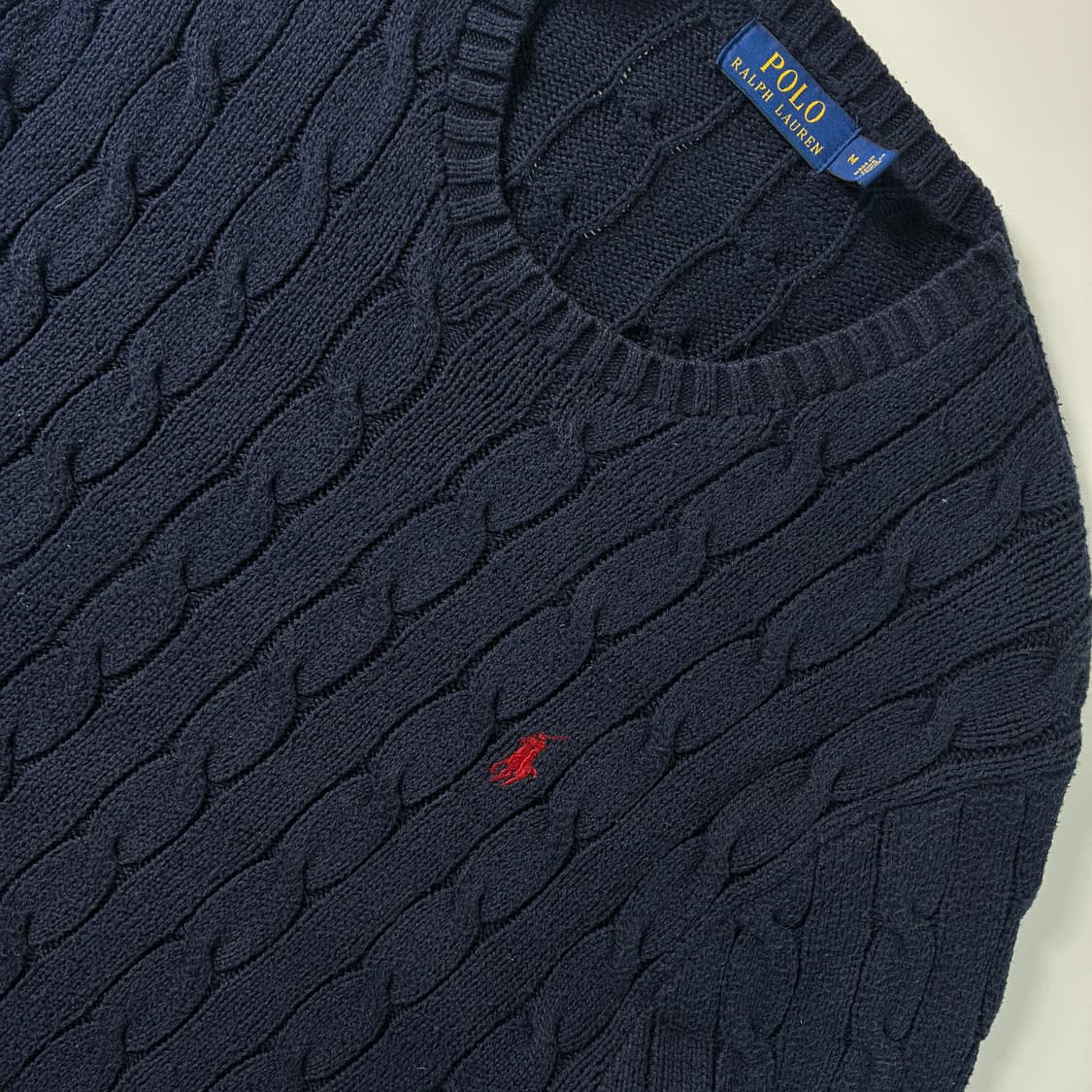 Polo  폴로 랄프로렌 자수 코튼 네이비 꽈배기 니트  상품이미지3