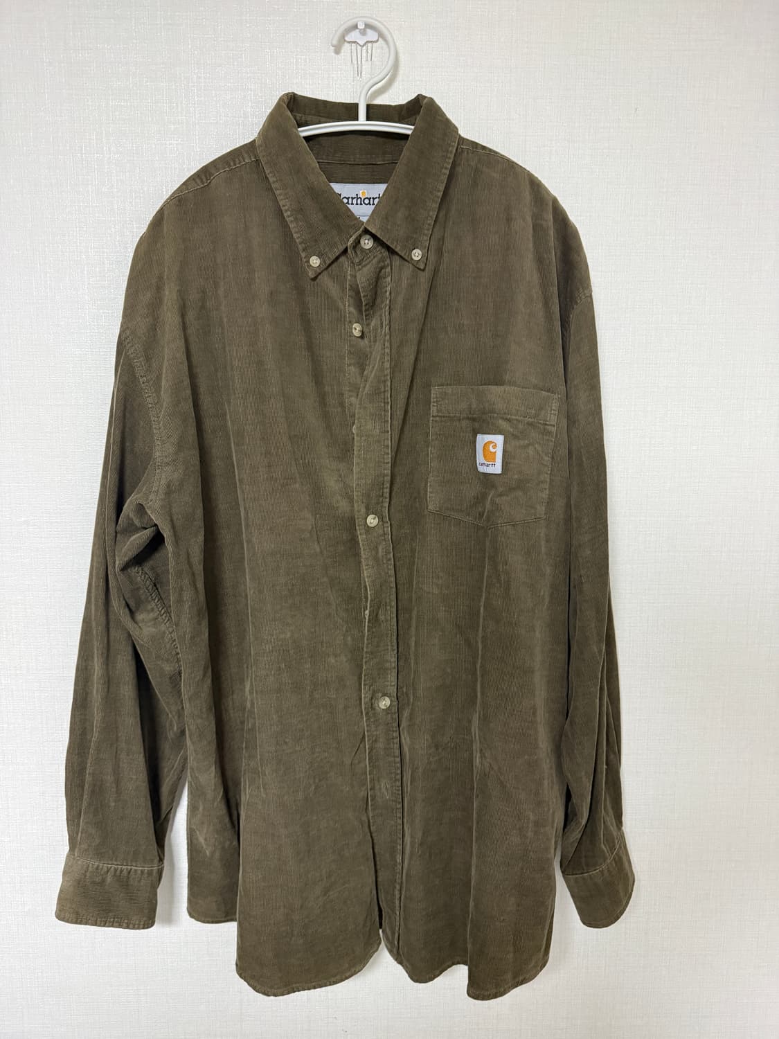 칼하트 코듀로이 셔츠 M 카키 상품이미지1