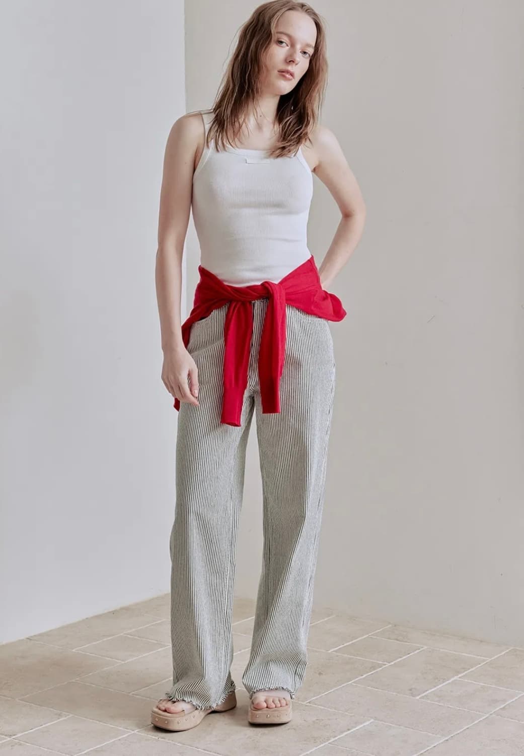 애프터아워즈 로우컷 데님 팬츠 (스트라이프) 상품이미지1