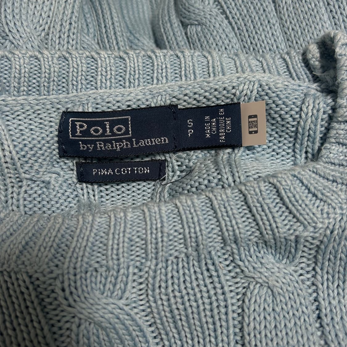 폴로 랄프로렌 신형 큐알 꽈배기 케이블 반팔 니트 소라 블루 S   상품이미지9