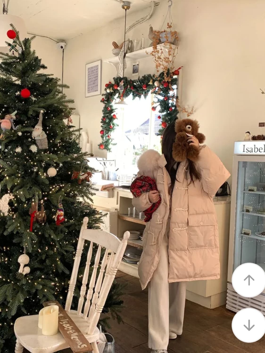 딸기우유 떡볶이 더플단추 퍼후드 패딩 상품이미지1