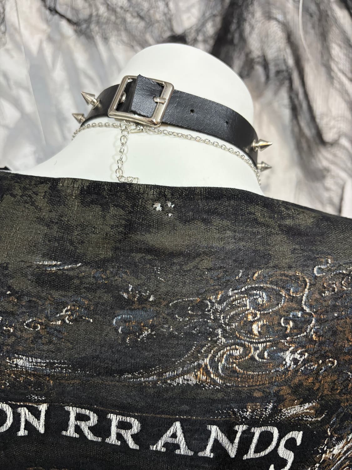 Y2K Punk lace off-shoulder blouse 상품이미지9