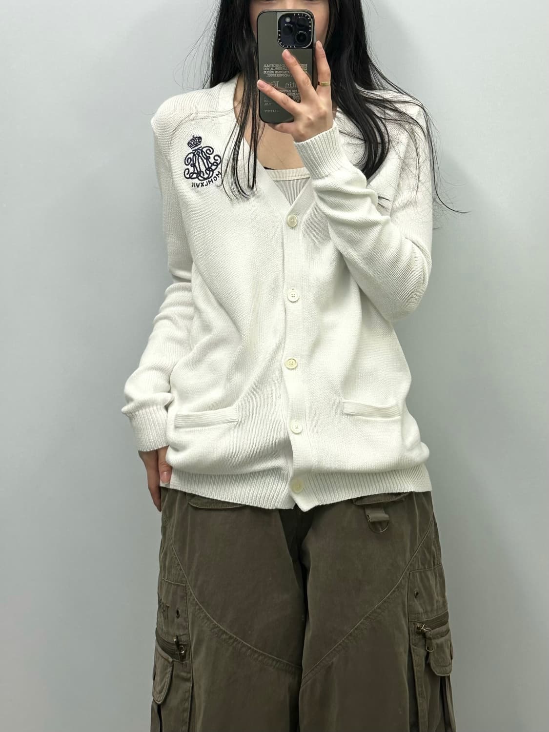 폴로 랄프로렌 자수로고 화이트 니트 가디건 상품이미지1