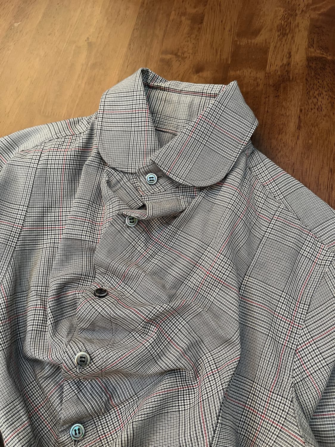 gomme 셔링 글렌체크 비대칭 셔츠 상품이미지4