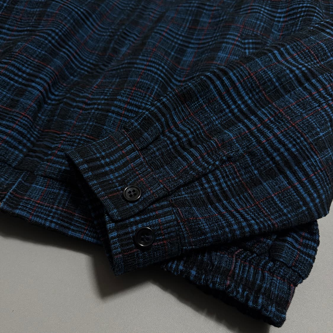 저널스탠다드 다크네이비 체크패턴 코튼 아크릴 혼방 집업 블루종 자켓 상품이미지5