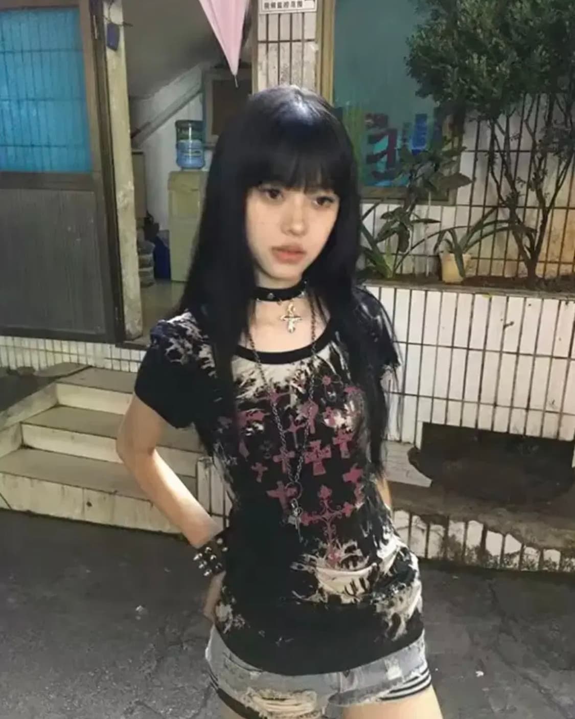 y2k 그런지 미학 타투 프린트 티셔츠 상품이미지1