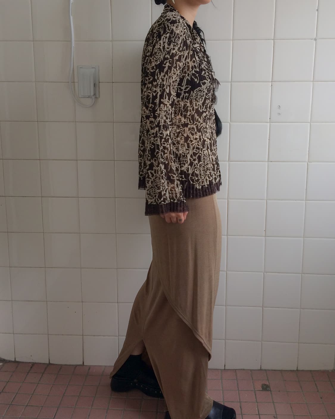 glossy ribbed maxi skirt 상품이미지4