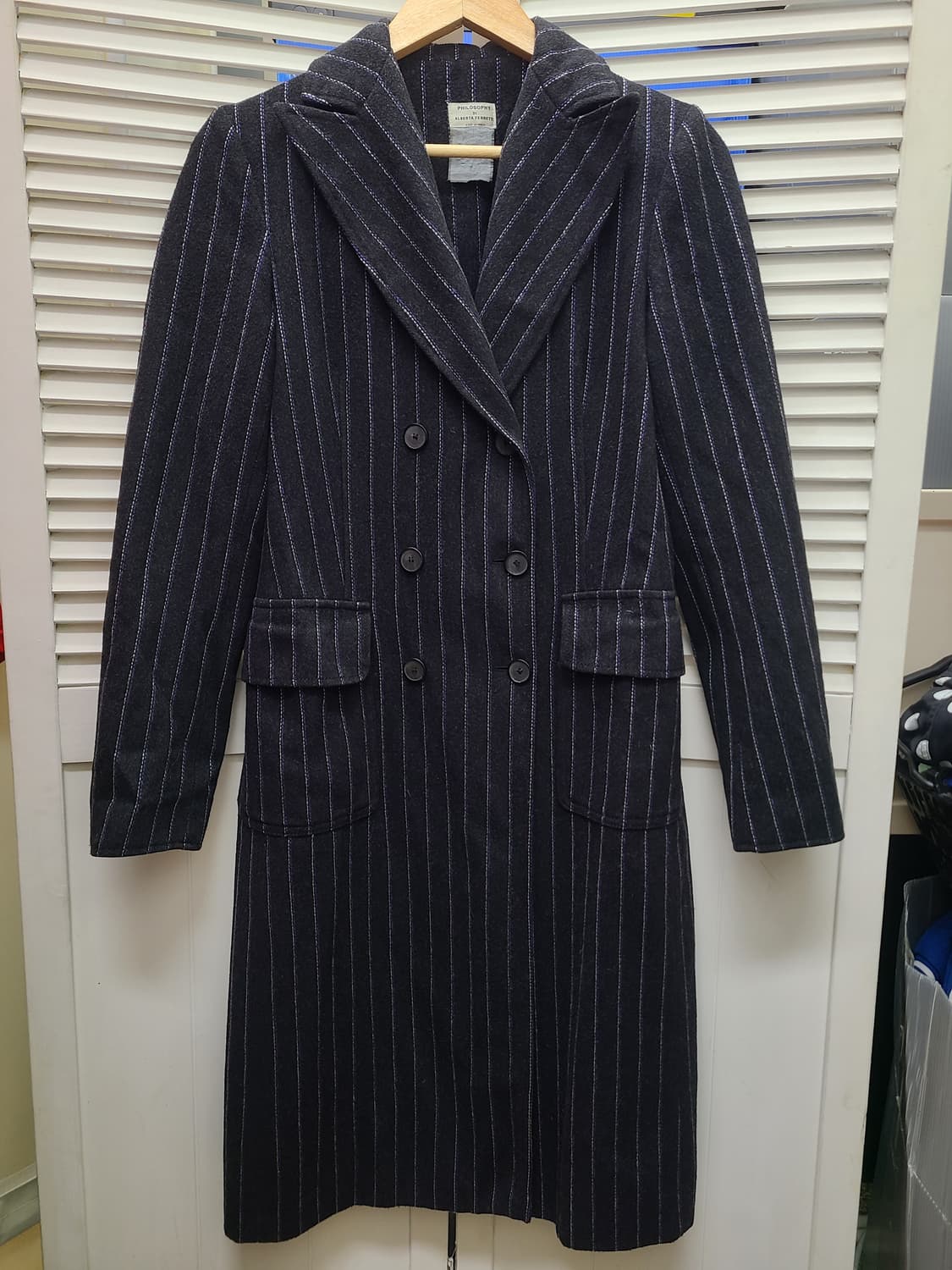 알베르타페레티 스트라이프 울 더블 코트 상품이미지1