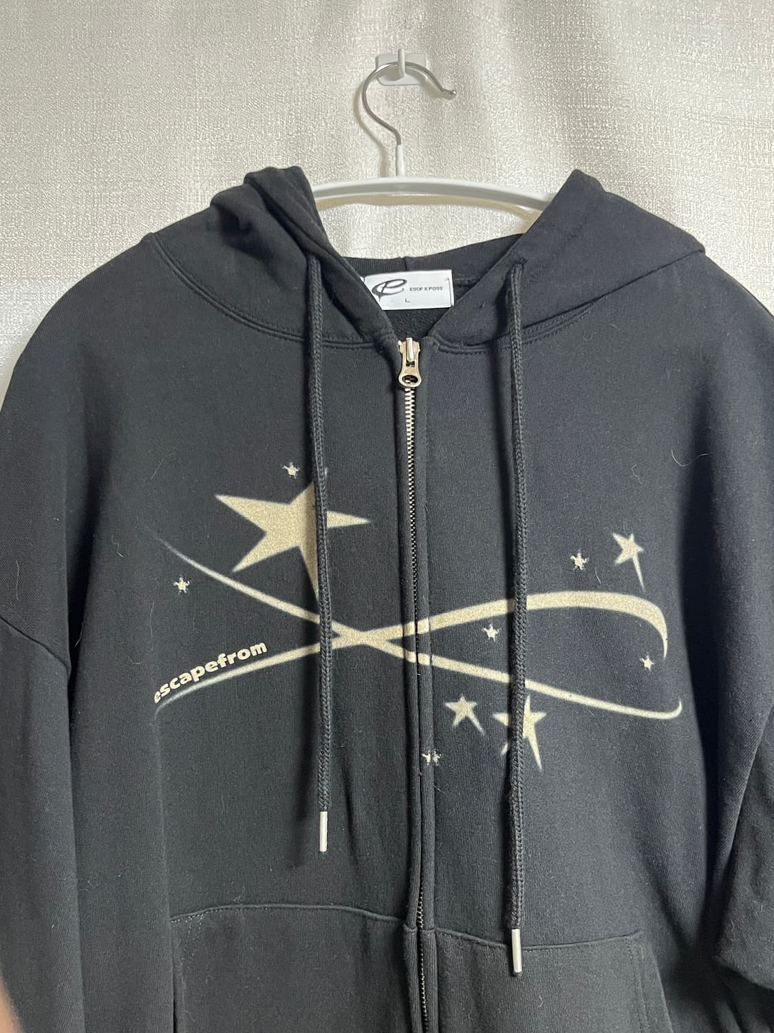 공용 이스케이프프롬 밀키웨이 크롭 후드집업 블랙 L 상품이미지4