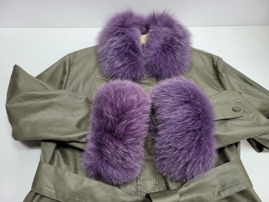 (새상품급) 안나수이 20FW 폭스퍼 벨티드 자켓 / 여 55 카키
 상품이미지3