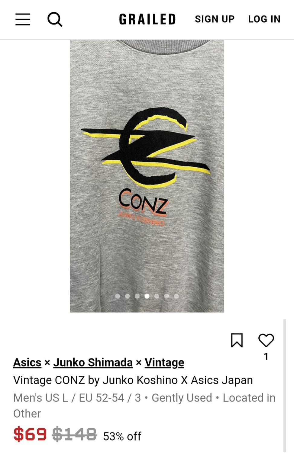 CONZ x JUNKO KOSHINO x ASICS 맨투맨 티셔츠 상품이미지1