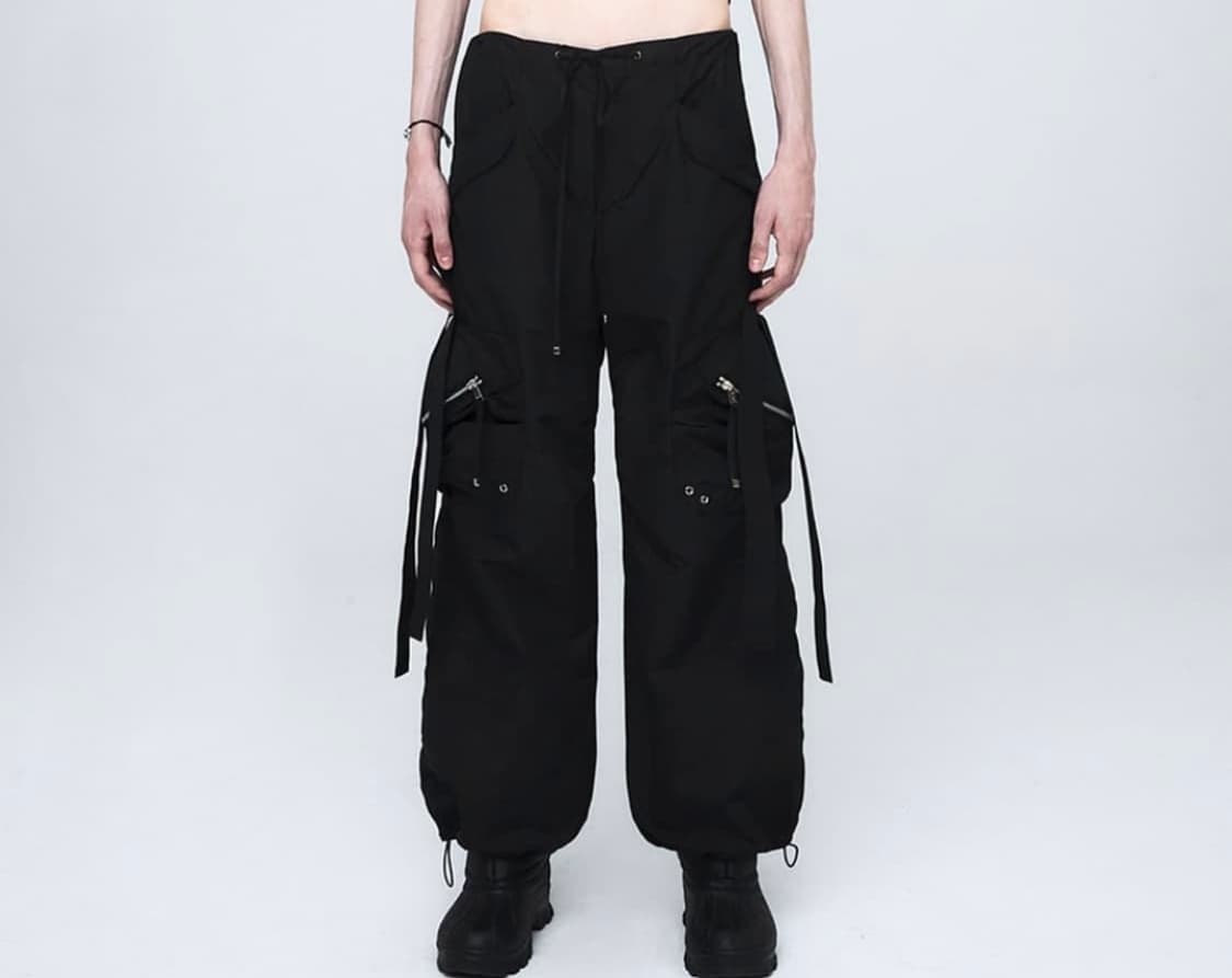 나체 CONVEX TIE CARGO PANTS(UNISEX)-BLACK  상품이미지3