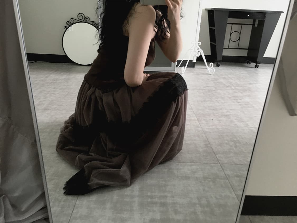 vintage mauve lace maxi skirt 상품이미지3