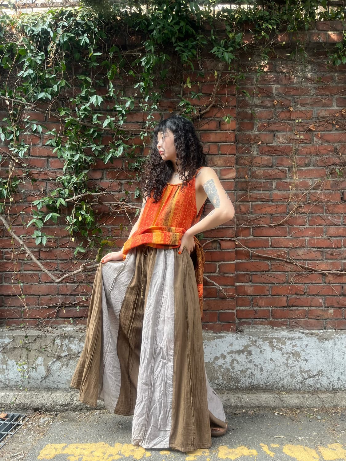 빈티지 히피 브라운 와이드 팬츠 상품이미지2