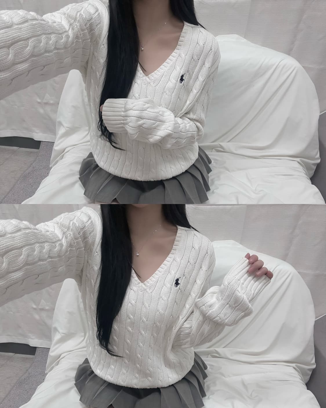 폴로랄프로렌 화이트 꽈배기 니트 상품이미지1