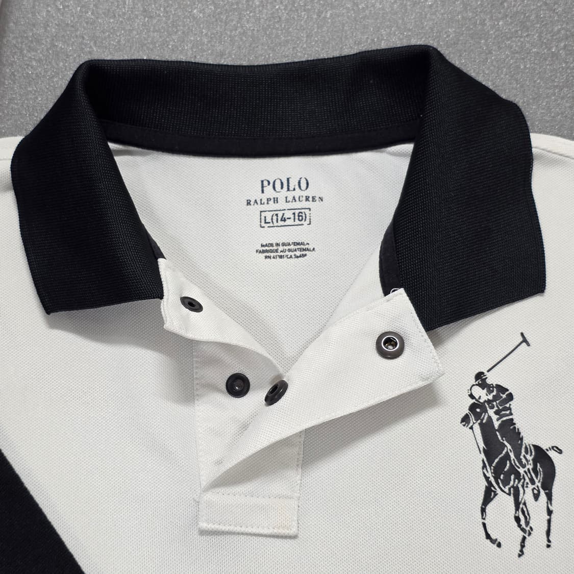 90 희귀템 폴로랄프로렌 기능성 빅포니 반팔 럭비티 흰검 상품이미지4