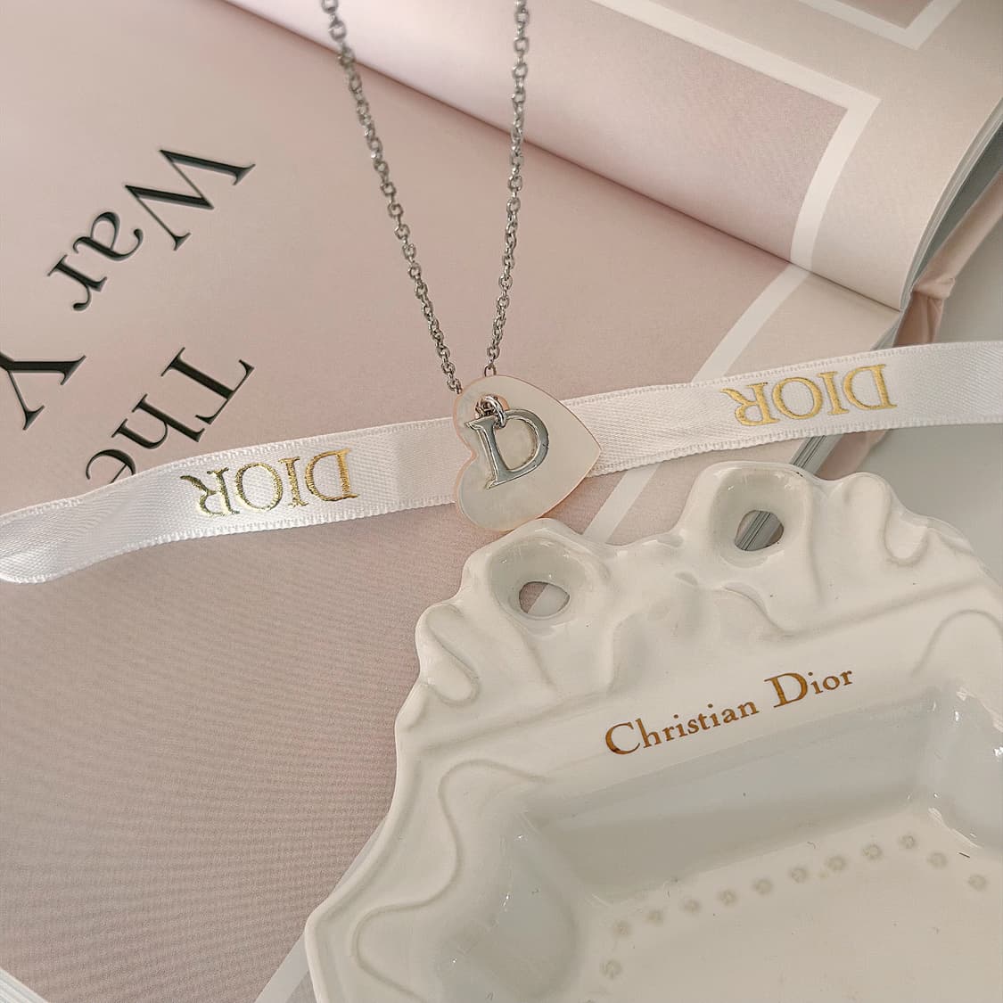 빈티지 디올 핑크 하트 자개 목걸이 [희귀] 상품이미지3