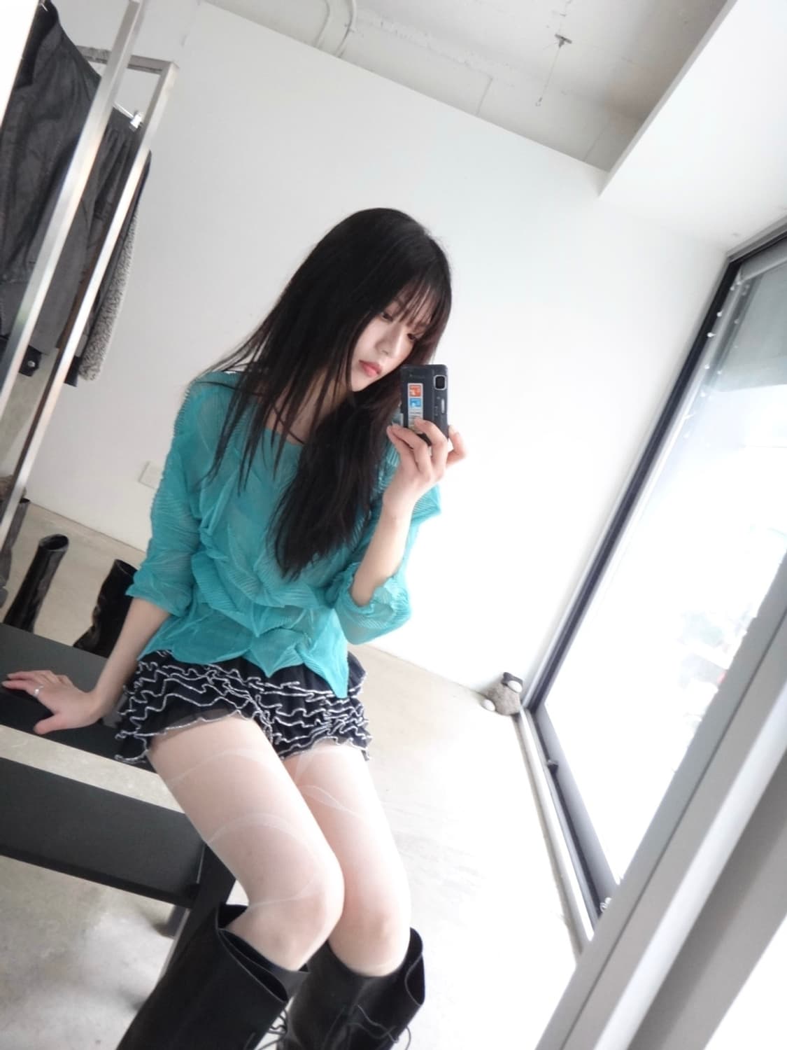 PLEATSME textured top / mint 상품이미지4