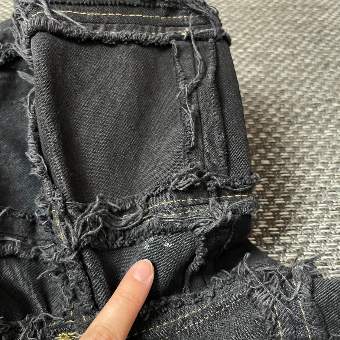 빈티지 블랙 리워크 후드 커스텀 데님 자켓 상품이미지5