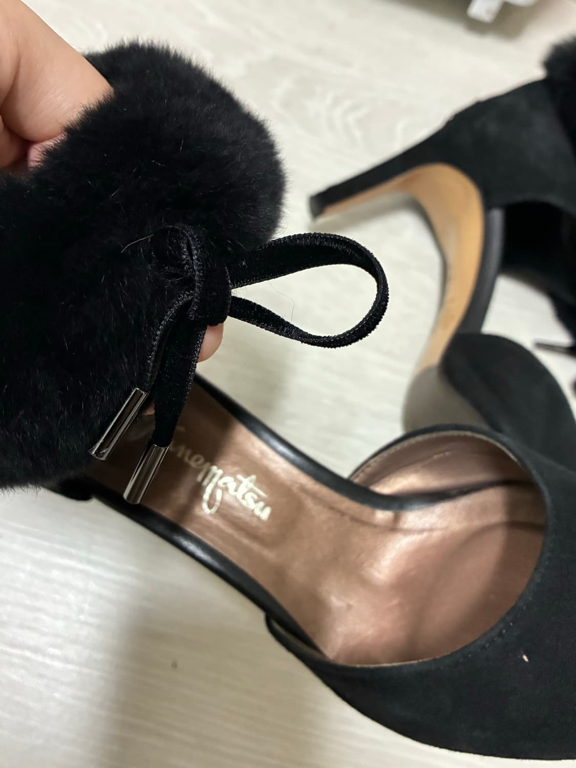 GINZA Kanematsu 긴자 빈티지 블랙 퍼 힐 상품이미지2