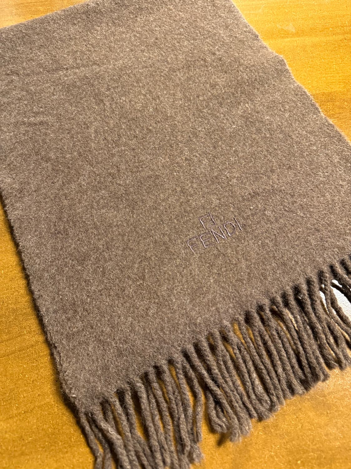 펜디 FENDI 로고 자수 캐시미어 울 머플러 브라운 OS 상품이미지2