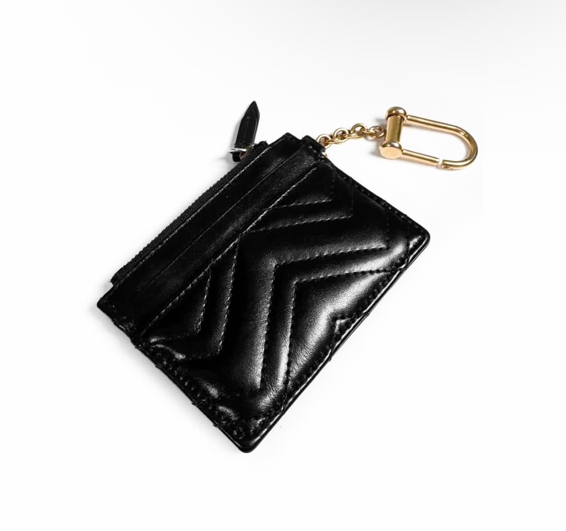 구찌 GG 마몬트 마틀라세 쉐브론 키체인 카드 지갑 블랙 627064 상품이미지4