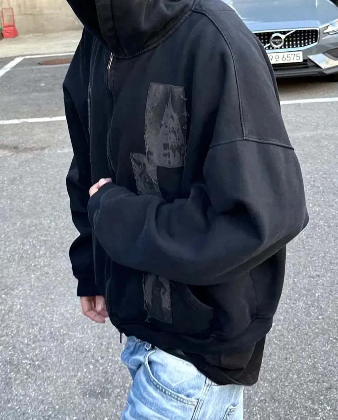 언더마이카 멀티 프린팅 패치 후드집업 상품이미지1