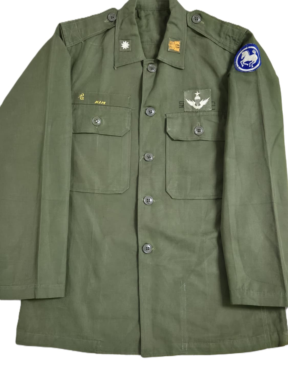 육군 구형 월남전 9사단 공병 소령 민무늬 정글복 전투복 상의 (M) 상품이미지7